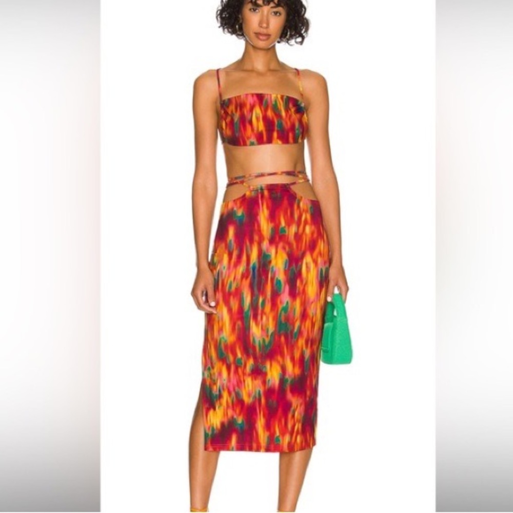 Vibrant Multicolor Tie-Dye Midi Skirt Set